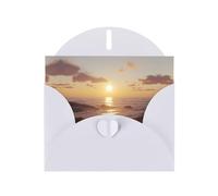 BLWSLC 6x4-inch Light on the sea level Printed White Greeting Card Set with Envelope - Wedding/Birthday Invitations