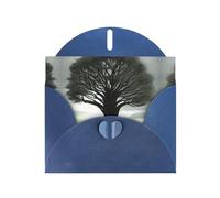 BLWSLC 6x4-inch Lonely Tree Printed Blue Greeting Card Set with Envelope - Wedding/Birthday Invitations