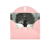 BLWSLC 6x4-inch Lonely Tree Printed Pink Greeting Card Set with Envelope - Wedding/Birthday Invitations