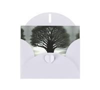BLWSLC 6x4-inch Lonely Tree Printed White Greeting Card Set with Envelope - Wedding/Birthday Invitations