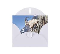 BLWSLC 6x4-inch Mountain goats climbing Printed White Greeting Card Set with Envelope - Wedding/Birthday Invitations