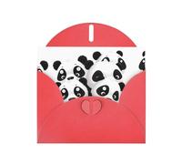 BLWSLC 6x4-inch Panda watching the fun Printed Red Greeting Card Set with Envelope - Wedding/Birthday Invitations