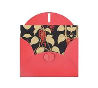 BLWSLC 6x4-inch Red berries on the vine Printed Red Greeting Card Set with Envelope - Wedding/Birthday Invitations