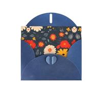 BLWSLC 6x4-inch Some beautiful flowers Printed Blue Greeting Card Set with Envelope - Wedding/Birthday Invitations