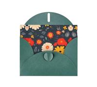 BLWSLC 6x4-inch Some beautiful flowers Printed Dark Green Greeting Card Set with Envelope - Wedding/Birthday Invitations