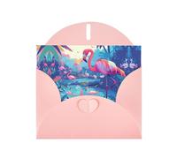 BLWSLC 6x4-inch Standing bird Printed Pink Greeting Card Set with Envelope - Wedding/Birthday Invitations