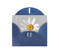 BLWSLC 6x4-inch Sunshine Flowers Printed Blue Greeting Card Set with Envelope - Wedding/Birthday Invitations