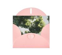 BLWSLC 6x4-inch Trees and Sky Printed Pink Greeting Card Set with Envelope - Wedding/Birthday Invitations