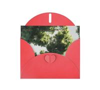 BLWSLC 6x4-inch Trees and Sky Printed Red Greeting Card Set with Envelope - Wedding/Birthday Invitations