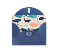 BLWSLC 6x4-inch Whale Comics Printed Blue Greeting Card Set with Envelope - Wedding/Birthday Invitations