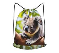 BLWSLC A little koala Printed Sports Drawstring Backpack Fitness Travel Backpack Suitable For Gym And Travel, Black, S