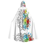 BLWSLC Adult Geometry Brain Image with Science Printed Holiday Party Hooded Cape Halloween Large Hooded Cape Suitable For Holiday Parties And Stage Performances