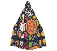 BLWSLC Adult Holiday Hooded Cape Chef Pizza Printed Party Hooded Cape Suitable For Stage Performances And Parties
