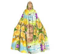 BLWSLC Adult Holiday Hooded Cape Easter Bunny Spring Butterfly Printed Party Hooded Cape Suitable For Stage Performances And Parties