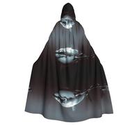BLWSLC Adult Holiday Hooded Cape Great White Shark Printed Party Hooded Cape Suitable For Stage Performances And Parties