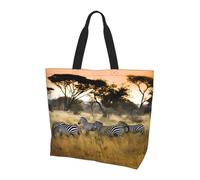 BLWSLC Africa Grassland Zebra Printed Large Capacity Travel Handbag Women's Everyday Outing Shoulder Tote Bag Suitable for Travel and Gym