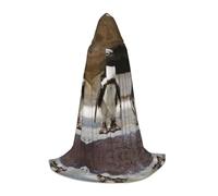 BLWSLC African Penguin Printed Hooded Cape Holiday Wide Hooded Cape Front Tie-Up Perfect for Teenagers and Family Parties 3 Sizes S Available
