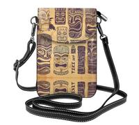 BLWSLC Aloha Tiki Pattern Printed small mobile phone wallet women's crossbody bag detachable shoulder strap suitable for shopping and travel