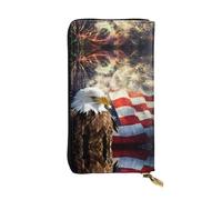 BLWSLC American Flag Fire Eagle Long Clutch, Zipper Wallet, Card Holder, Portable Travel Coin Storage Bag Suitable for Travel and Daily use