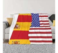 BLWSLC American Spain Flag Patterned Fleece Blanket, Decorative Sofa Throw, Available in 4 Sizes American Spain Flag for Home Warmth.