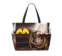 BLWSLC American West Rodeo Hat Printed beach tote bag lightweight foldable pool bag suitable for packing travel and gym use
