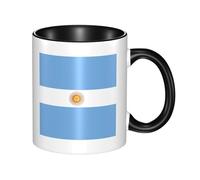 BLWSLC Argentine flag Printed ceramic Black mug with curved handle, suitable for office and everyday drinking.