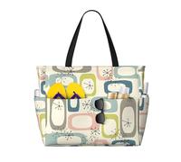 BLWSLC Atomic Stars Retro Pattern Patterned travel bag, large capacity shoulder bag, suitable for vacations, travel, and gym use.