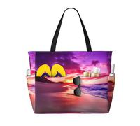 BLWSLC beautiful beach sunset Patterned travel bag, large capacity shoulder bag, suitable for vacations, travel, and gym use.