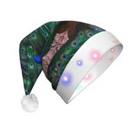 BLWSLC Beautiful peacock Printed Light Up Party Hats LED Christmas Party Props Suitable for Adults and Kids, Christmas Fun Hats