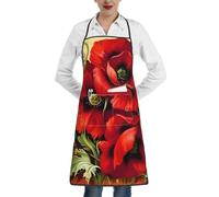 BLWSLC Beautiful Red Poppy Flower A kitchen apron with pockets perfect for cooking grilling and gardening