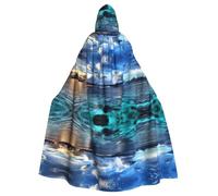 BLWSLC Beautiful view of the sea Printed Halloween Cape (Length 147cm/Hood Height 38cm) Masquerade Hooded Cape Carnival Party Costume