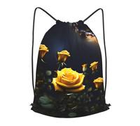 BLWSLC Beautiful yellow roses Printed Travel Drawstring Backpack Gym Drawstring Bag Portable Suitable For Short Trips, Black, M