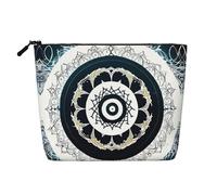 BLWSLC Black and White Round Totem Printed single layer cosmetic bag, storage bag, suitable for daily storage, a must-have for business trips.