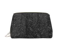 BLWSLC Black herringbone pattern Printed Portable Cosmetic Bag Large Travel Toiletry Bag Suitable For Travel And Daily Use