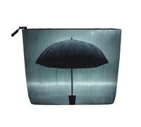 BLWSLC Black umbrella in the rain Printed single layer cosmetic bag, storage bag, suitable for daily storage, a must-have for business trips.