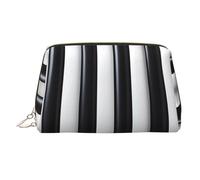 BLWSLC Black & White Stripe Printed Portable Cosmetic Bag Large Travel Toiletry Bag Suitable For Travel And Daily Use