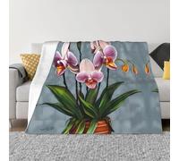BLWSLC Blooming Orchids Patterned Fleece Blanket, Decorative Sofa Throw, Available in 4 Sizes Blooming Orchids for Home Warmth.
