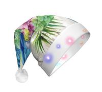 BLWSLC Blue Parrot in Flowers Printed Light Up Party Hats LED Christmas Party Props Suitable for Adults and Kids, Christmas Fun Hats