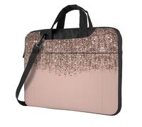 BLWSLC Blush Pink Rose Gold Patterned 14 inch laptop bag with shoulder strap, suitable for business trips