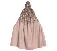 BLWSLC Blush Pink Rose Gold Printed hooded cape, long decorative cloak, suitable for cosplay, stage performances, or holiday parties.