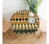 BLWSLC Bohemia Style Traditional African Pattern Patterned Round Tablecloth - 60 Inch - Perfect for family gatherings, restaurants, holidays and celebrations