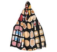 BLWSLC Bread and milk Printed hooded cape, long cape, suitable for cosplay, stage performances or holiday parties.