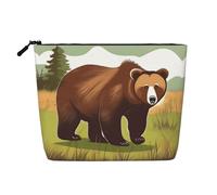 BLWSLC Brown bear walking Printed single layer cosmetic bag, storage bag, suitable for daily storage, a must-have for business trips.
