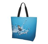 BLWSLC Butterflies fly Printed tote bag, large capacity carry-on bag for travel, shopping and beach vacations, Butterflies and Water, One Size