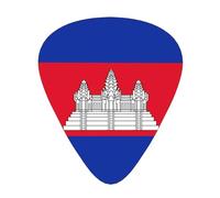 BLWSLC Cambodia Flag Guitar Picks - For Acoustic, Electric, and Band Players - 12 Picks in 3 Different Thicknesses