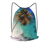 BLWSLC Caribbean Islands Printed Travel Drawstring Backpack Gym Drawstring Bag Portable Suitable For Short Trips, Black, S