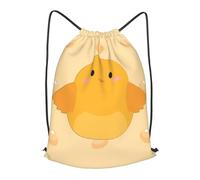 BLWSLC cartoon chick Printed Travel Drawstring Backpack Gym Drawstring Bag Portable Suitable For Short Trips, Black, M