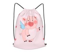BLWSLC cartoon flying pig Printed Sports Drawstring Backpack Fitness Travel Backpack Suitable For Gym And Travel