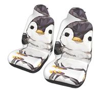 BLWSLC Cartoon penguin 2-piece car seat cover set universal front seat cover suitable for cars and trucks