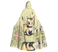 BLWSLC Cat and Butterfly patterned hooded cape is perfect for Halloween, carnivals, themed parties, and even as a vampire costume.
